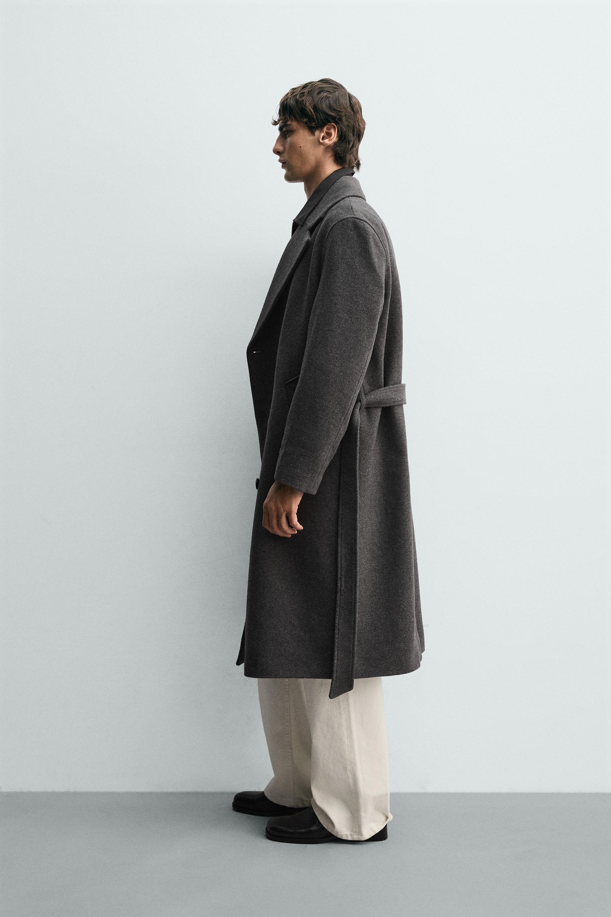 MANTEAU CROISÉ AVEC LAINE ET CEINTURE